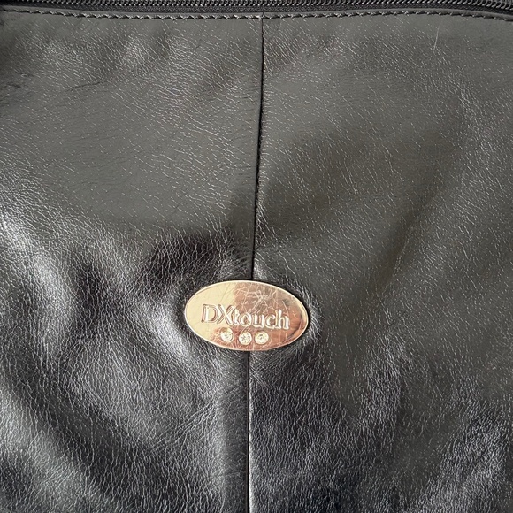 DX Touch Cowhide Italian Black Leather Bag with Swarovski Crystals - Picture 8 of 9
